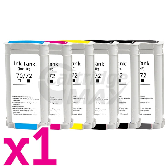 6 Pack HP 72 Generic Inkjet Cartridges C9403A + C9370A - C9374A [1MBK,1PBK,1C,1M,1Y,1GY]