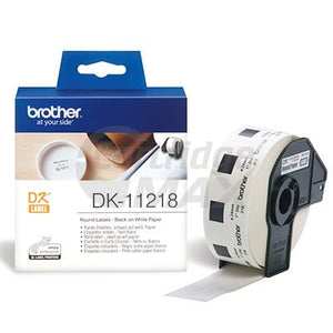 Brother DK-11218 Original Black Text on White 24mm Diameter Die-Cut Paper Label Roll - 1000 labels per roll