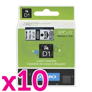 10 x Dymo SD45800 / S0720820 Original 19mm Black Text on Clear Label Cassette - 7 meters