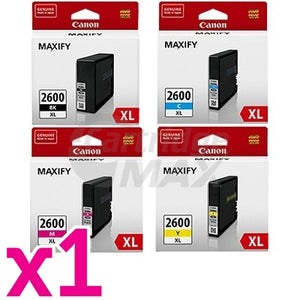 4 Pack Canon PGI-2600XL Original High Yield Ink Cartridge [1BK,1C,1M,1Y]