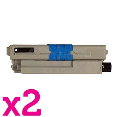 2 x OKI C532DN / MC573DN Generic Black Toner Cartridge (46490612)