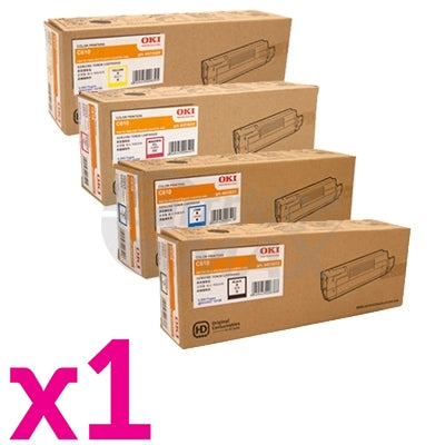 4 Pack OKI Original C610/ C610N Toner Cartridges (44315309-44315312)