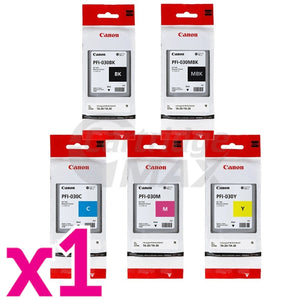 5 Pack Original Canon PFI-030 Ink Tank Combo [1BK,1MBK,1C,1M,1Y]