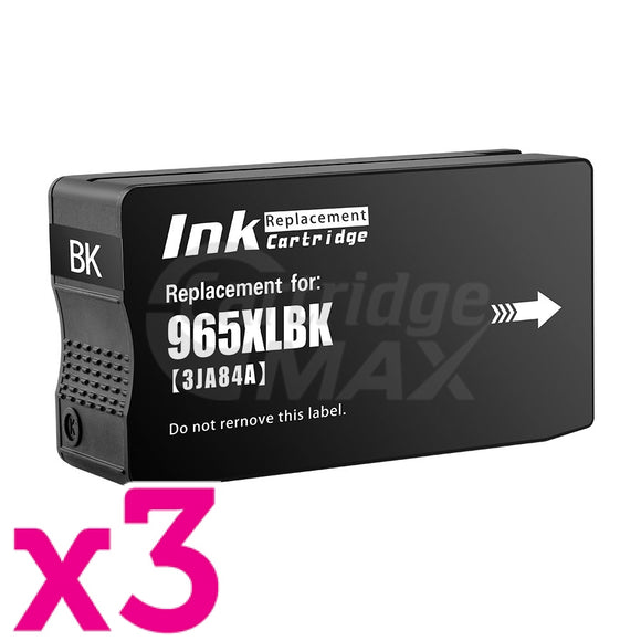 3 x HP 965XL Generic Black High Yield Inkjet Cartridge 3JA84AA - 2,000 Pages