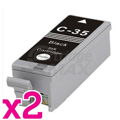 2 x Canon PGI-35BK Black Generic InkJet Cartridge