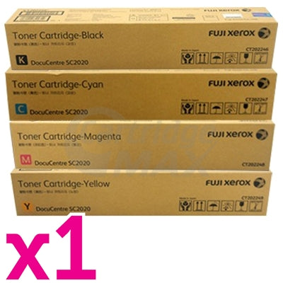 4 Pack Fuji Xerox DocuCentre SC2020 Original Toner Combo (CT202246 - CT202249)