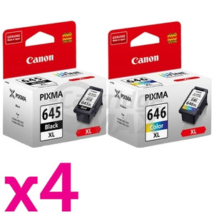 8-Pack Canon PG-645XL, CL-646XL Original [4Black + 4Colour] High Yield Ink Combo