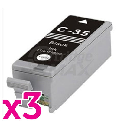 3 x Canon PGI-35BK Black Generic InkJet Cartridge