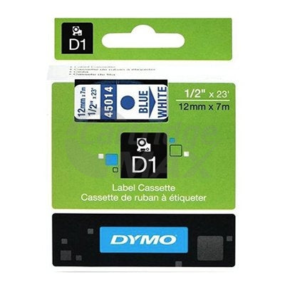 Dymo SD45014 / S0720540 Original 12mm Blue Text on White Label Cassette - 7 meters