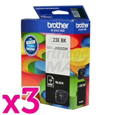 3 x Original Brother LC-23EBK Black Ink Cartridge