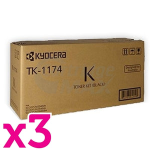 3 x Original Kyocera TK-1174 Black Toner Cartridge M2640IDW, M2040DN, M2540DN