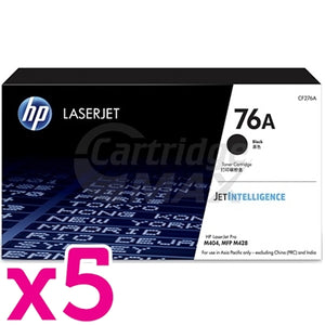 5 x HP 76A CF276A Original Black Toner Cartridge - 3,000 Pages