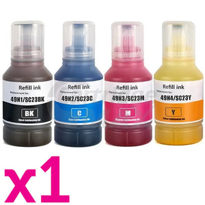 4 Pack Epson T49N Generic Sublimation Ink Bottle Combo [1BK,1C,1M,1Y]