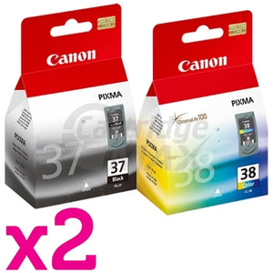 4 Pack Original Canon PG-37 CL-38 Ink Cartridges [2BK,2C]