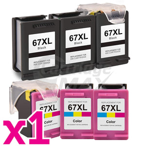 HP 67XL Generic High Yield Inkjet Cartridges 3YM57AA + 3YM58AA [Eco-Saver Pack] [3BK,3CL]