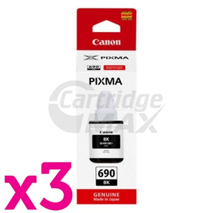 3 x Original Canon GI690BK Black Ink Bottle