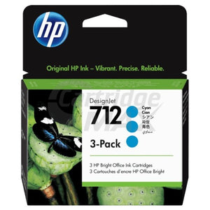 HP 712 Original [Tri Pack] Cyan Inkjet Cartridge 3ED77A 29ml each