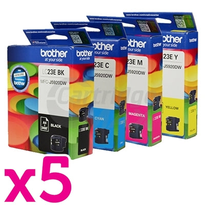 20 Pack Original Brother LC-23E Ink Cartridge Combo [5BK,5C,5M,5Y]