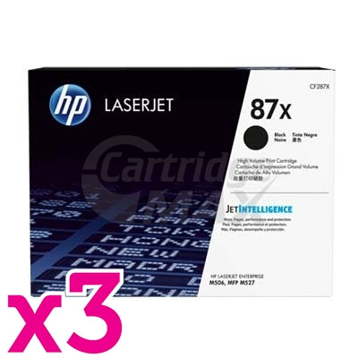 3 x HP CF287X (87X) Original Black Toner Cartridge - 18,000 Pages