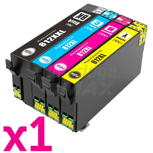 4 Pack Epson 812XXL Black + 812XL CMY (C13T02K192 + C13T05E292-C13T05E492) Generic High Yield Ink Cartridge Combo [1BK,1C,1M,1Y]