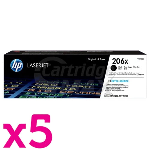 5 x HP 206X W2110X Original Black High Yield Toner Cartridge