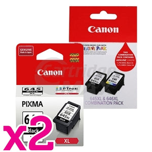 6-Pack Canon PG-645XL + (PG-645XL, CL-646XL - Twin Pack) Original High Yield Ink Cartridges [4BK, 2CL]