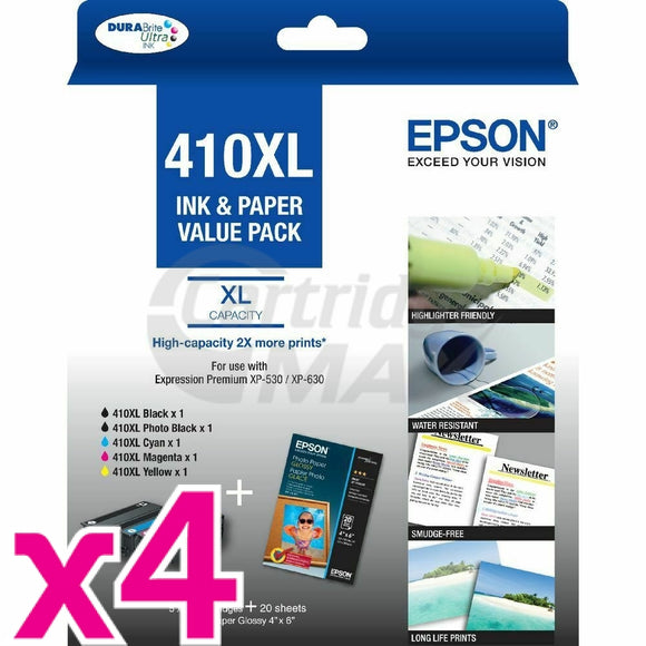 20 Pack Epson 410XL (C13T339796) Original High Yield Value Pack [4BK,4PBK,4C,4M,4Y]