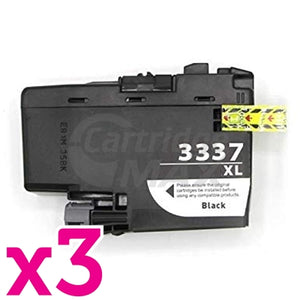 3 x Brother LC-3337BK Generic High Yield Black Ink Cartridge