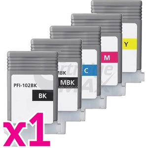 5 Pack Generic Canon PFI-102 Ink Cartridge Combo [1BK,1MBK,1C,1M,1Y]