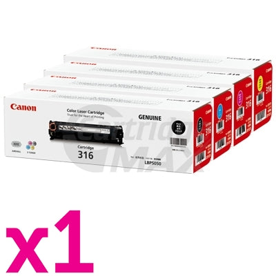 4 Pack Original Canon LBP 5050N (CART-316B,C,M,Y) Toner Cartridges [1BK,1C,1M,1Y]