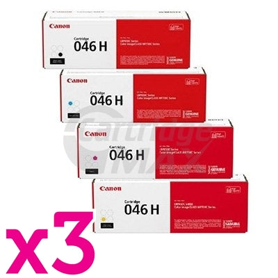 3 Sets of 4-Pack Original Canon CART-046H High Yield Toner Combo [3BK+3C+3M+3Y]