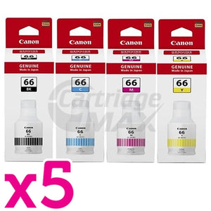 20-Pack Original Canon GI-66 Ink Bottle Combo [5BK,5C,5M,5Y]