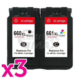 6-Pack Canon PG-660XL CL-661XL Generic High Yield Ink Cartridges Combo [3Black + 3Colour]