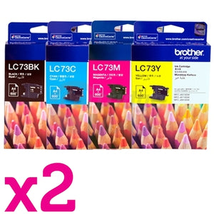 8 Pack Original Brother LC-73 Ink Combo [2BK+2C+2M+2Y]