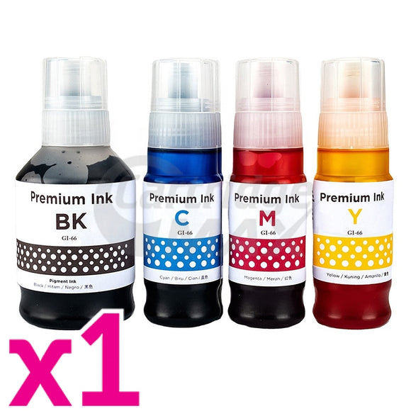 4-Pack Generic Canon GI-66 Ink Bottle Combo [1BK,1C,1M,1Y]