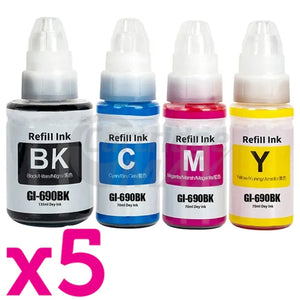 20-Pack Generic Canon GI690 Ink Bottles [5BK+5C+5M+5Y]