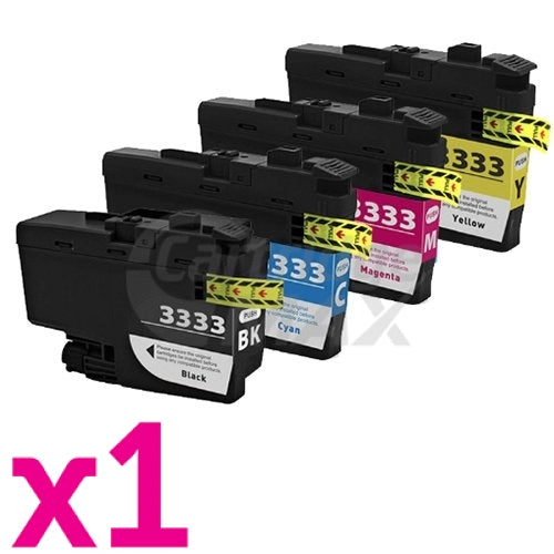 4 Pack Brother LC-3333 Generic High Yield Ink Cartridge Combo [1BK, 1C, 1M, 1Y]