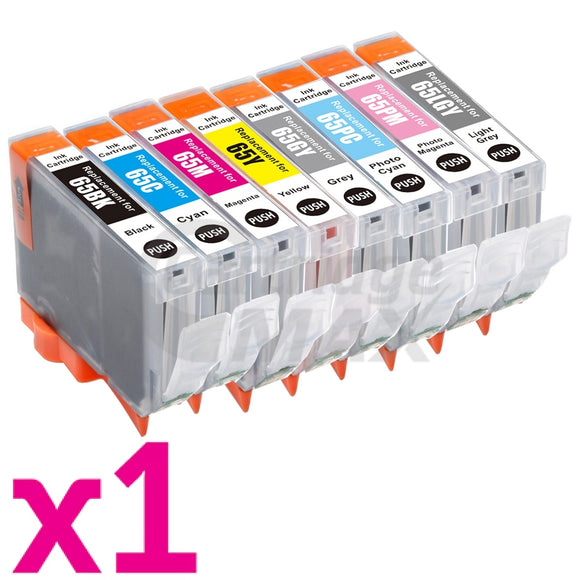 8 Pack Generic Canon CLI-65 Ink Combo [1BK,1C,1M,1Y,1GY,1PC,1PM,1LGY]