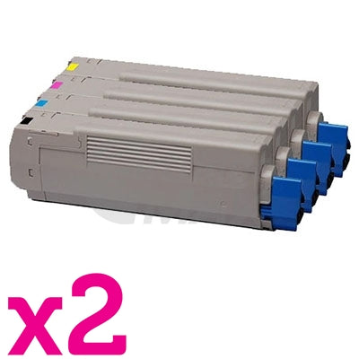 2 Sets of 4 Pack OKI Generic C3300/ C3400/ C3600 Toner Cartridges (43459312-43459355)