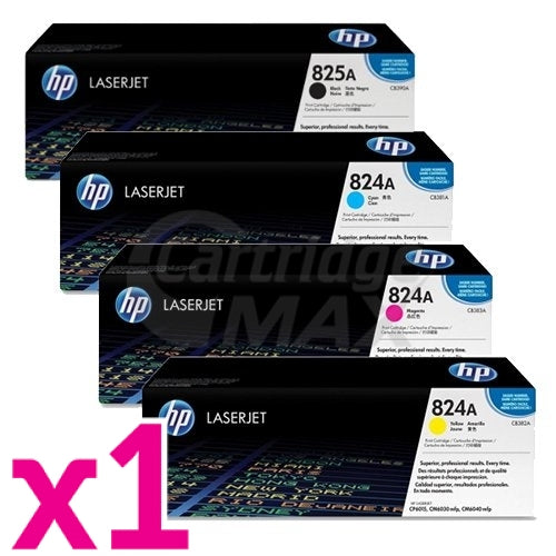 4 Pack HP CB390A, CB381A-CB383A (824A-825A) Original Toner Cartridges [1BK,1C,1M,1Y]