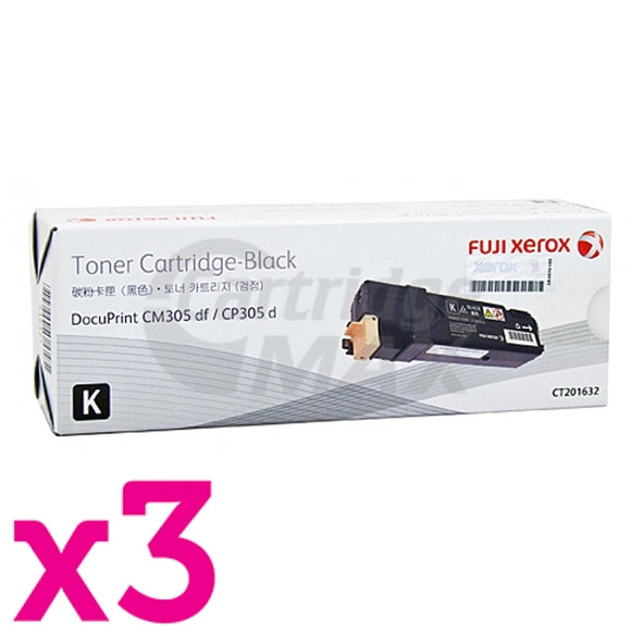 3 x Fuji Xerox DocuPrint CP305d,CM305df Original Black Toner Cartridge - 3,000 pages (CT201632)