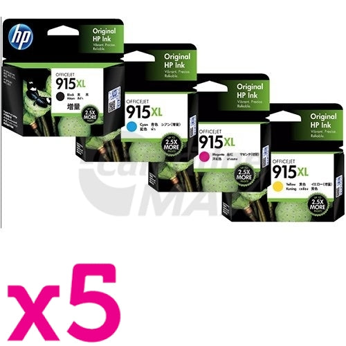 20 Pack HP 915XL Original High Yield Inkjet Cartridge 3YM22AA-3YM19AA [5BK,5C,5M,5Y]