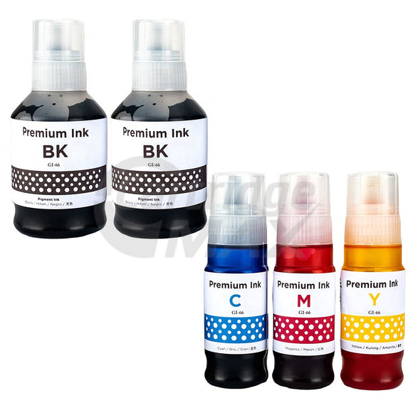 5-Pack Generic Canon GI-66 Ink Bottle Combo [2BK,1C,1M,1Y]