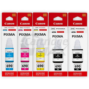 5-Pack Original Canon GI690 Ink Bottles [2BK+1C+1M+1Y]