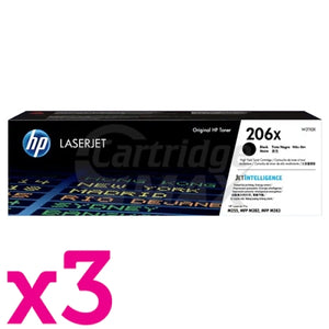 3 x HP 206X W2110X Original Black High Yield Toner Cartridge