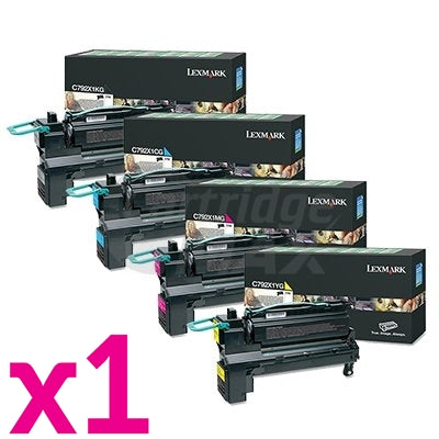 4 Pack Lexmark Original C792DE (C792X1KG-C792X1YG) High Yield Toner