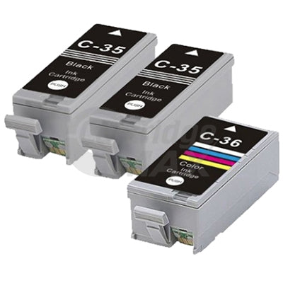 3 Pack Canon PGI-35BK CLI-36C Generic InkJet Cartridges Combo [2BK,1C]