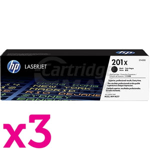 3 x HP CF400X (201X) Original Black Toner Cartridge - 2,800 Pages