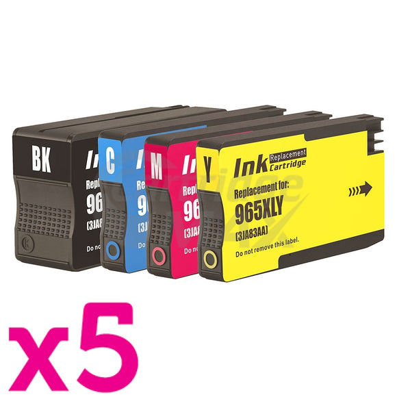 20 Pack HP 965XL Generic High Yield Inkjet Cartridge Combo 3JA81AA - 3JA84AA [5BK,5C,5M,5Y]