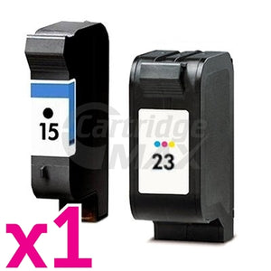 2 Pack HP 15 + 23 Generic Inkjet Cartridges C6615DA + C1823D [1BK,1CL]